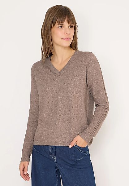 Cecil V-Ausschnitt-Pullover mit Materialmix günstig online kaufen