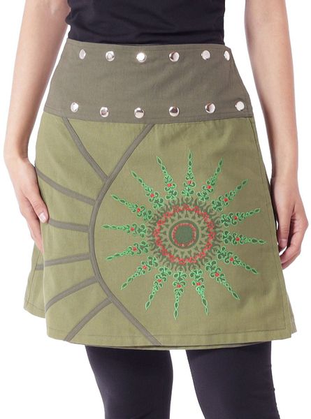 PUREWONDER Wickelrock Damen Rock mit Mandala-Blume günstig online kaufen