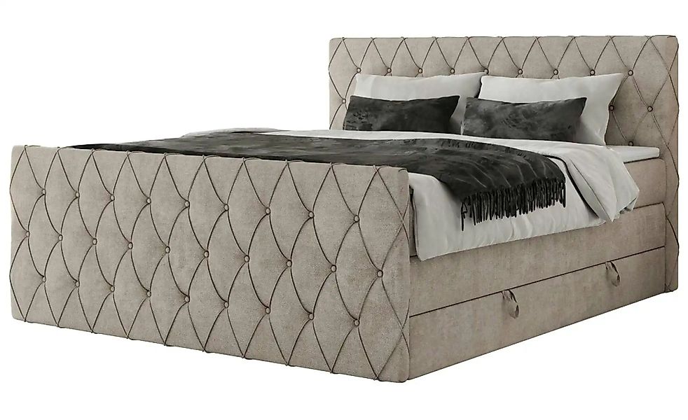 Boxspringbett mit Bettkasten Miren King Duo ¦ beige ¦ Maße (cm): B: 121 H: günstig online kaufen