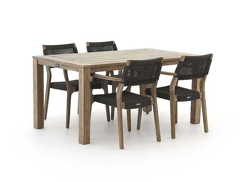 ROUGH-L Rope/ROUGH-S 160cm dining tuinset 5-delig stapelbaar günstig online kaufen