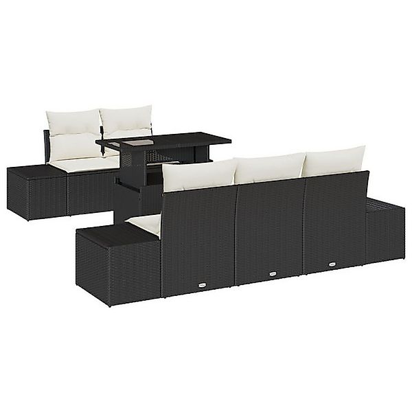 vidaXL Loungesofa 6-tlg. Garten-Sofagarnitur mit Kissen Schwarz Poly Rattan günstig online kaufen