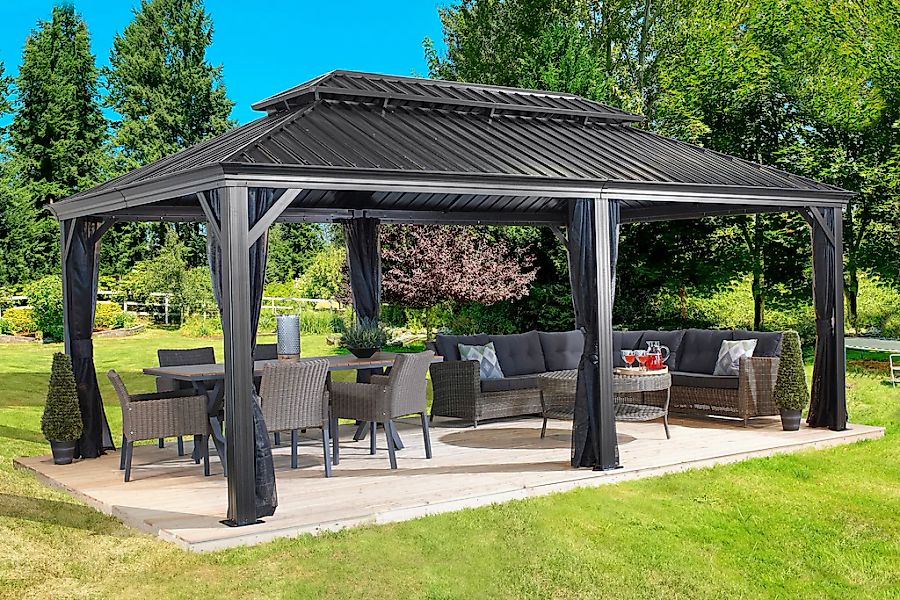 Sojag Pavillon "Gazebo Messina" BxT: 363x598 cm, mit 6 Moskitonetzen günstig online kaufen
