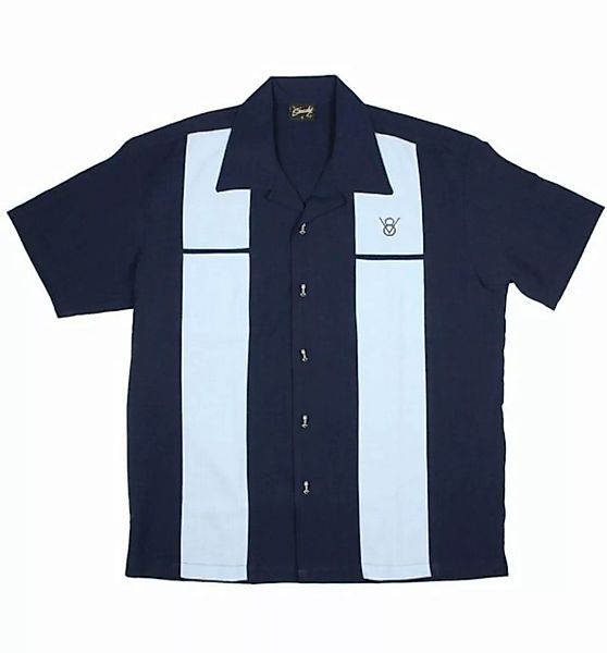 Steady Clothing Kurzarmhemd Classy Piston Blau Retro Vintage Bowling Shirt günstig online kaufen