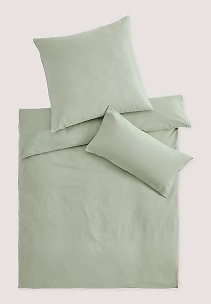hessnatur Flanell Bettwäsche-Set XABI aus Bio-Baumwolle - grün - Größe 135x günstig online kaufen