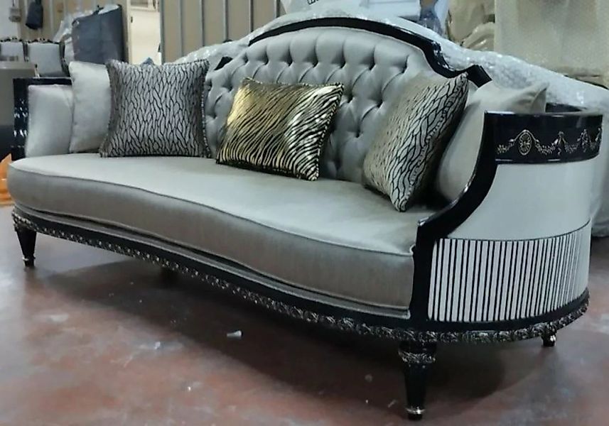 Casa Padrino Sofa Casa Padrino Luxus Barock Sofa Silber / Schwarz - Prunkvo günstig online kaufen