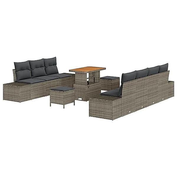 vidaXL Gartensofa-set mit Kissen mit Speicher 10-Tlg Grau Poly-Rattan 33647 günstig online kaufen