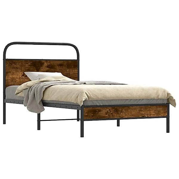 vidaXL Bettgestell Ohne Matratze 107x203 cm Räuchereiche Holzwerkstoff 4100 günstig online kaufen