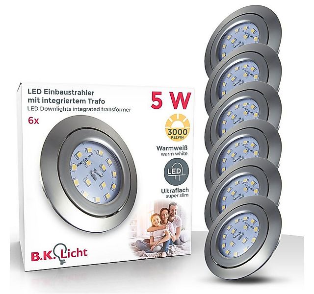 B.K.Licht LED Einbaustrahler 6er SET 6x 5W 400lm 3000K IP23 - 10-03-06-S, L günstig online kaufen