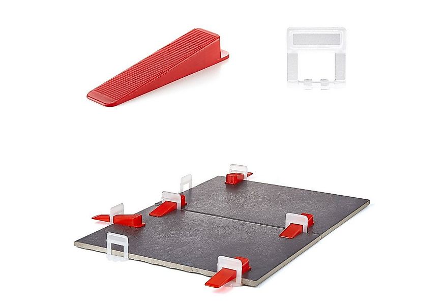 BigDean Verlegeset 1,5mm Fliesen Nivelliersystem 200 Laschen 100 Keile günstig online kaufen
