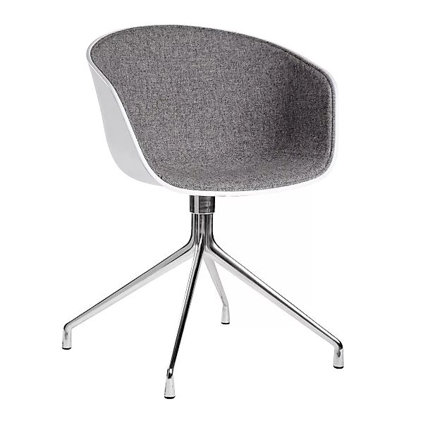 HAY - About a Chair 20 Drehstuhl gepolstert Fuß poliert - weiß/dunkelgrau/S günstig online kaufen