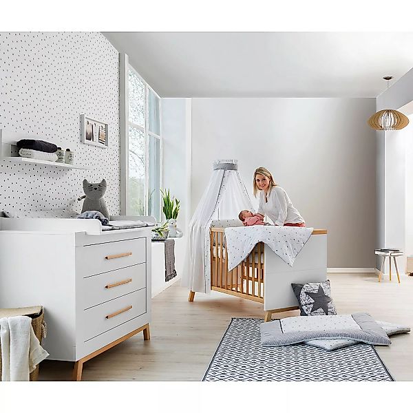 home24 Schardt Kinderzimmer-Set Miami White 2-teilig Buche Natur/Weiß Melam günstig online kaufen