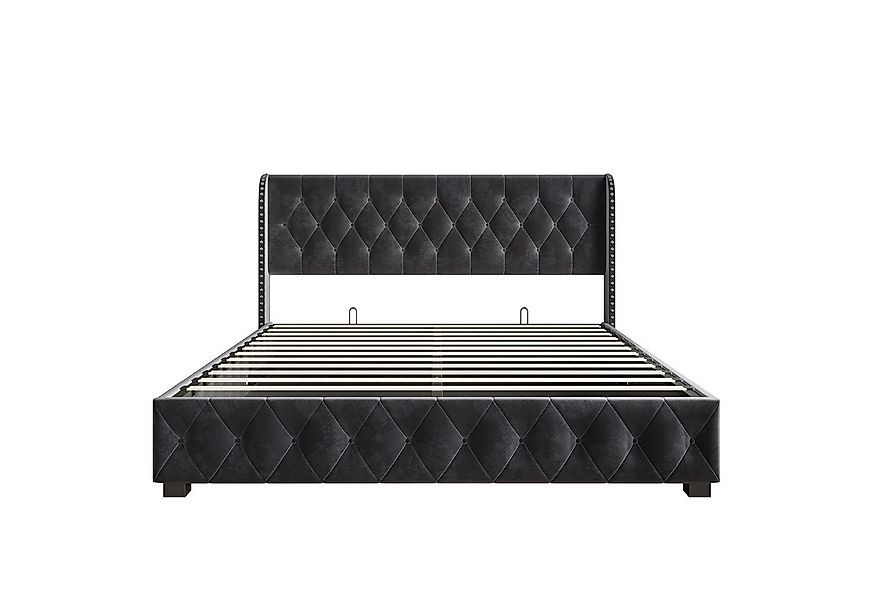 Gdood Polsterbett Stauraumbett Doppelbett Samtstoff, Nietendesign (1-tlg., günstig online kaufen