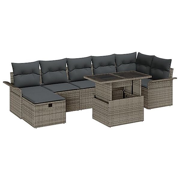 vidaXL Loungesofa 8-teiliges Garten-Sofa-Set mit Kissen Grau Poly Rattan, 8 günstig online kaufen
