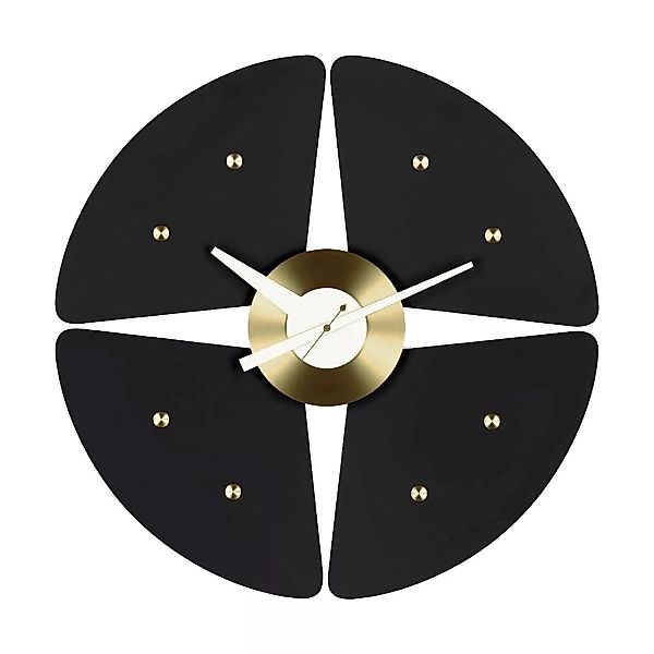 Vitra - Petal Clock Nelson Wanduhr - schwarz/messing/Ø44.8cm günstig online kaufen