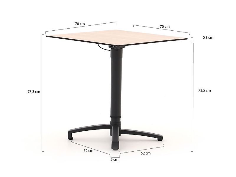Bellagio Canzo Klapptisch 70x70x73/109 cm verstellbar günstig online kaufen