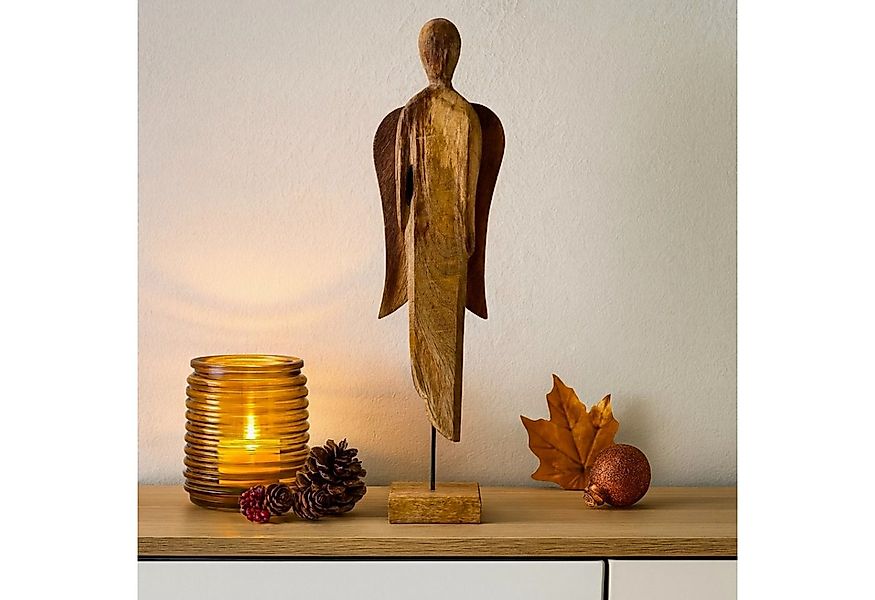 Online-Fuchs Dekofigur Engel mit Flügeln aus Mangoholz - Deko Herbst, Winte günstig online kaufen