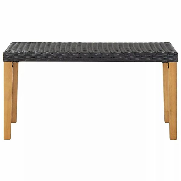 Gartenbank 120 Cm Schwarz Poly Rattan Und Massivholz Akazie günstig online kaufen