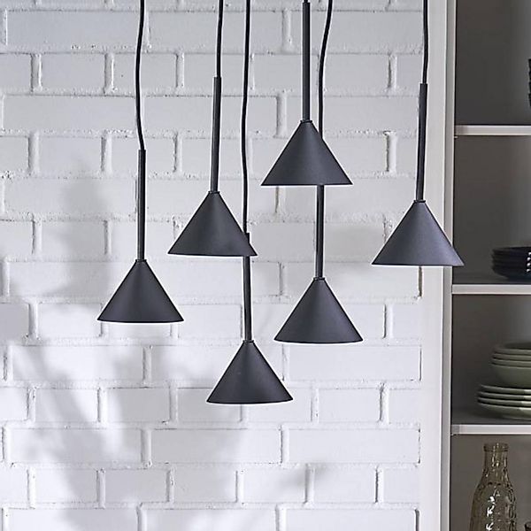 Hängeleuchte Cono Mini, 6-flammig, schwarz, E27 günstig online kaufen