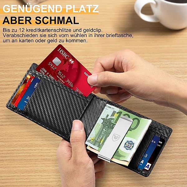 TEEHON Geldbörse Herren Slim RFID-Blockierung Kohlefaserleder günstig online kaufen