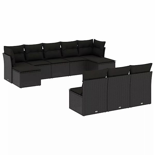 vidaXL 10-tlg Garten-Sofagarnitur mit Kissen Schwarz Poly Rattan Modell 22 günstig online kaufen