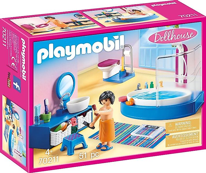 Playmobil® Badezimmer (70211), Dollhouse Konstruktions-Spielset, (51 günstig online kaufen