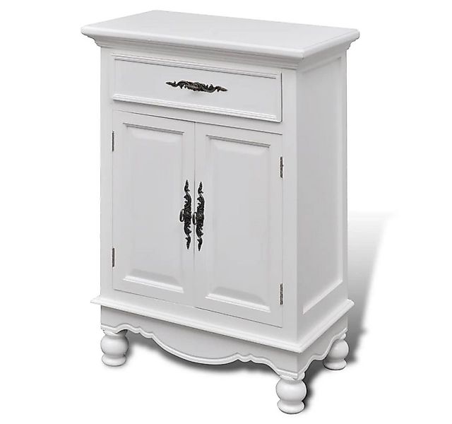 furnicato Beistellschrank Holzschränkchen mit 2 Türen 1 Schublade Weiß (1-S günstig online kaufen