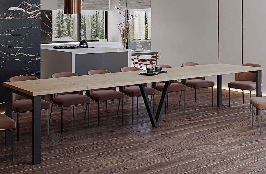 Endo-Moebel Esstisch Titan XXL 130-405 cm, Metallgestell, ausziehbar, 400cm günstig online kaufen