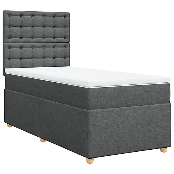 vidaXL Boxspringbett, Boxspringbett mit Matratze Dunkelgrau 90x190 cm Stoff günstig online kaufen