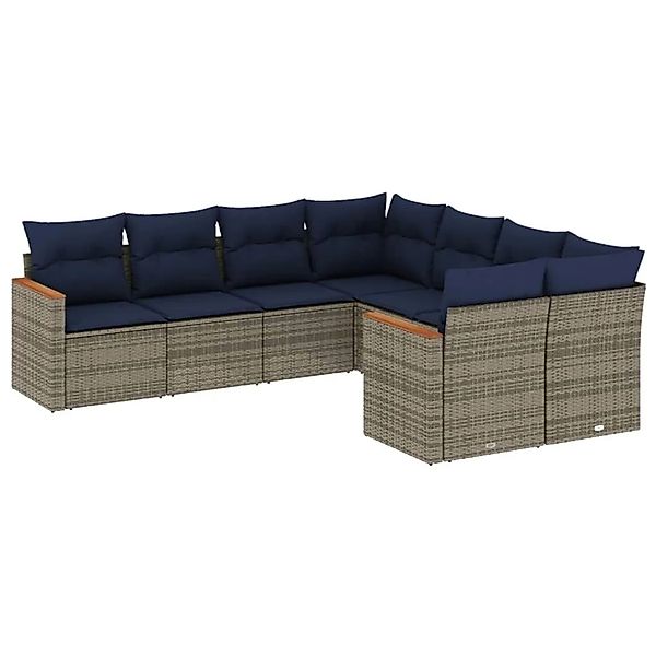 vidaXL 8-Tlg Gartensofa-Set mit Kissen Grau Polyrattan 3226558 günstig online kaufen