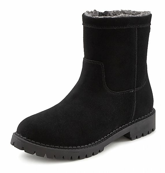 LASCANA Winterstiefel, aus Leder, Warmfutter und Profilsohle, Boots, Snowbo günstig online kaufen