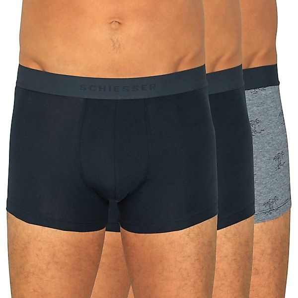 Schiesser 3-er Set Trunks Dunkelblau & Gestreift mit Motiv günstig online kaufen