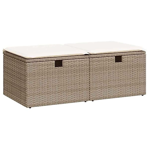 vidaXL 2-Tlg Garten-Sofagarnitur mit Kissen Beige Poly Rattan Akazie 332867 günstig online kaufen