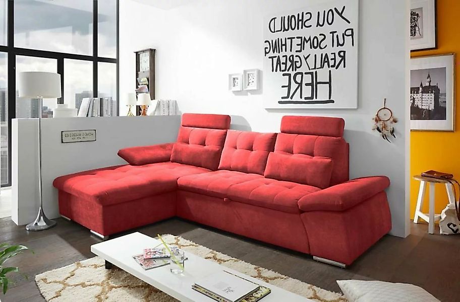 ED EXCITING DESIGN Ecksofa, Nalo Ecksofa 268x170 cm Couch Eckcouch Sofa Rot günstig online kaufen