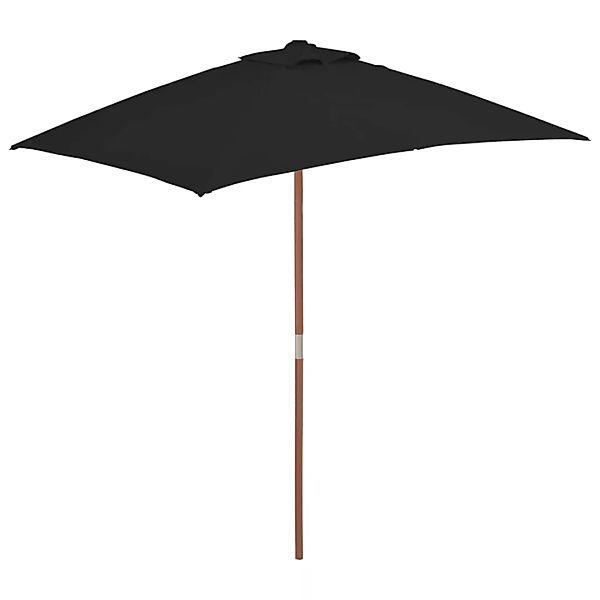 Sonnenschirm Mit Holzmast Schwarz 150x200 Cm günstig online kaufen
