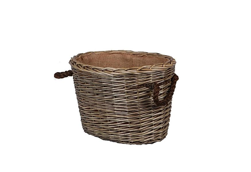 UNUS HOME Kaminholzkorb Korb oval gefüttert mit Seilgriffe grau (1 St) günstig online kaufen