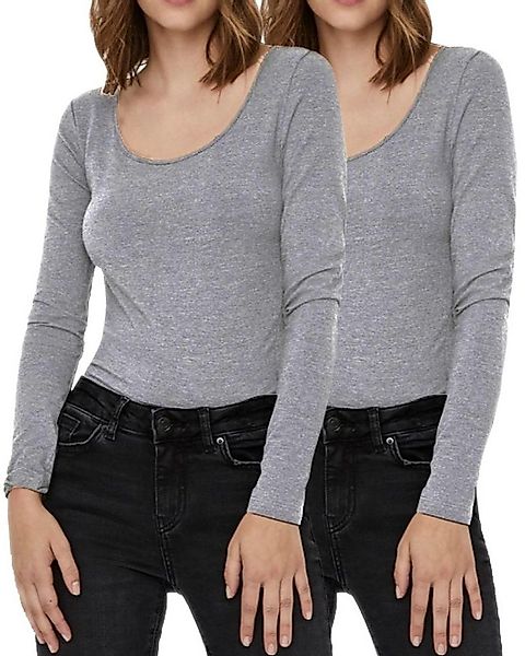 Vero Moda Langarmshirt stilvolle Longsleeves mit U-Neck Ausschnitt (2er-Pac günstig online kaufen
