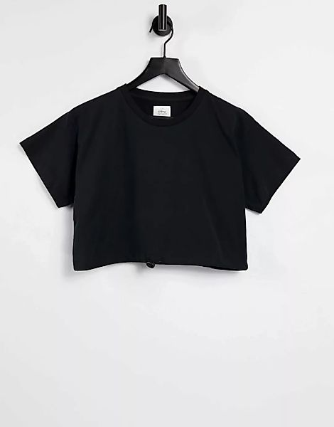 Chelsea Peers – Kurzärmliges Lounge-T-Shirt aus Sweatshirtstoff mit Kordelz günstig online kaufen