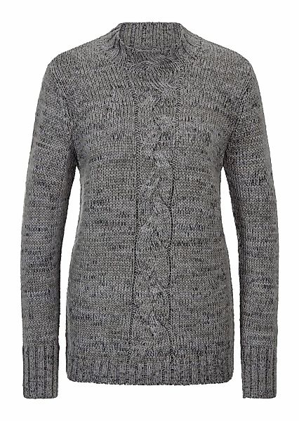 GOLDNER Rundhalspullover "Kurzgröße Hüftlanger Langarmpullover, Zopfstrick" günstig online kaufen