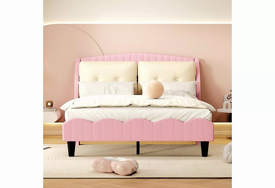 Gotagee Polsterbett 140x200cm Polsterbett Doppelbett mit Kissen Kinderbett günstig online kaufen