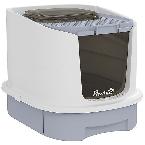 PawHut Katzenklo mit Deckel Katzentoilette mit Obenliegender Eingang Schauf günstig online kaufen