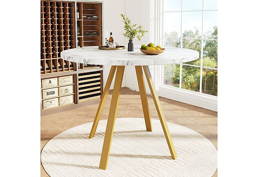 Flieks Esstisch (1-St., 1 Tisch 80x75 cm), runder Küchentisch weiße Marmoro günstig online kaufen