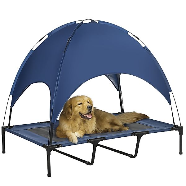 PawHut Haustierbett mit Baldachin erhöhtes Outdoor Hundebett mit UV-Schutz günstig online kaufen