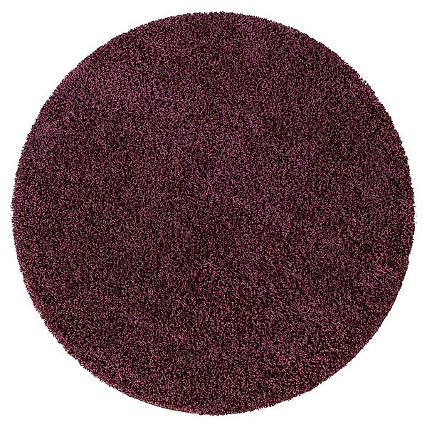 Shaggy Teppich Hochflor 120 cm und 150 cm rund Aubergine-Lila günstig online kaufen