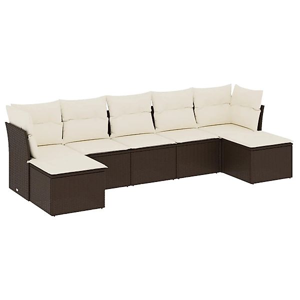 vidaXL 7-Tlg Garten-Sofagarnitur mit Kissen Braun Poly Rattan 3249872 günstig online kaufen