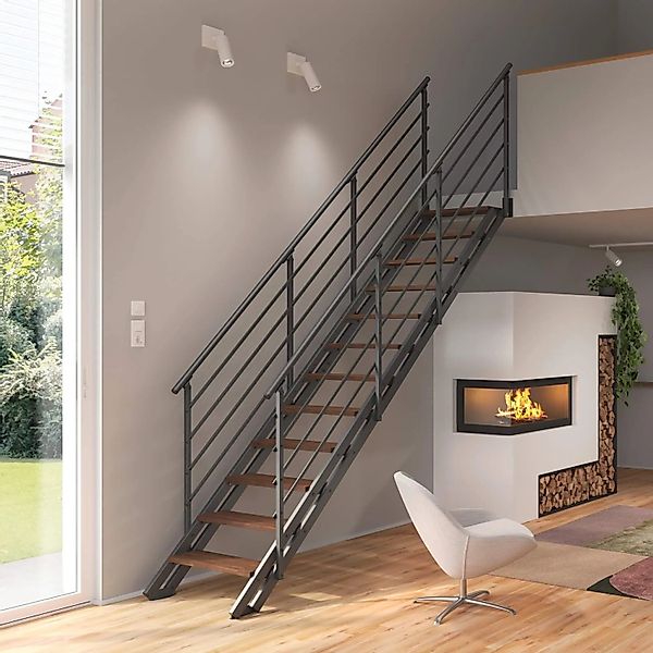 Treppen Intercon Raumspartreppe London Stahlwangentreppe Lava-Anthrazit mit günstig online kaufen