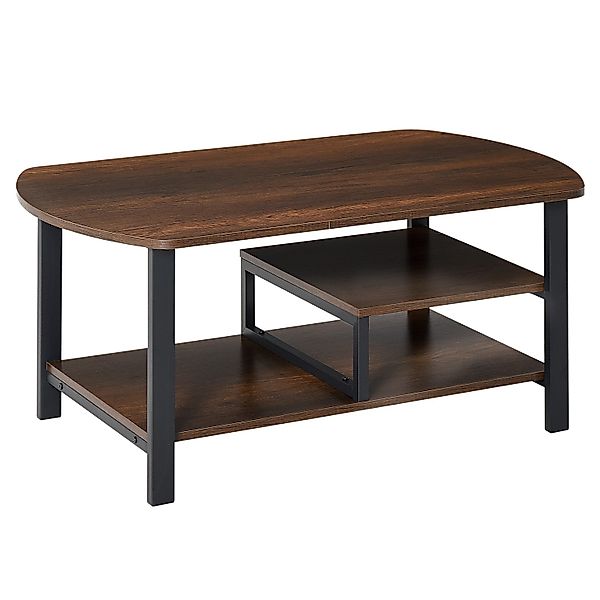 HOMCOM Couchtisch mit Ablageflächen E1 Spanplatte Stahl Braun 100L x 60B x günstig online kaufen