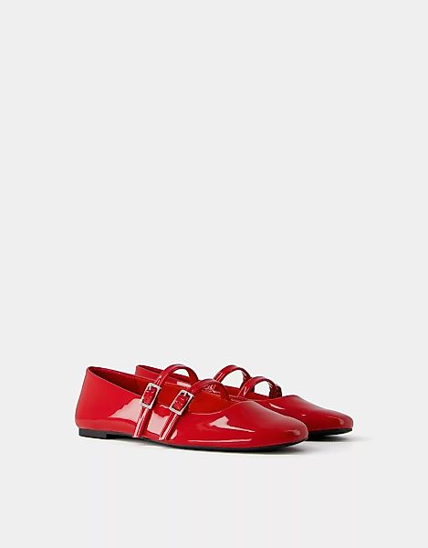 Bershka Ballerinas Mit Schnallen Damen 40 Rot günstig online kaufen