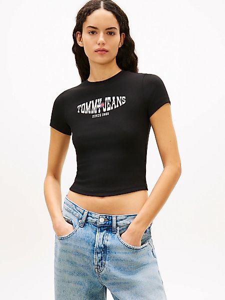 Tommy Jeans Kurzarmshirt "TJW SLIM SHORT WAVY FLAG SS TEE" mit Logoprint günstig online kaufen