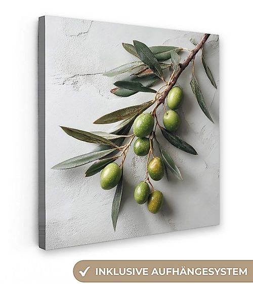 OneMillionCanvasses® Leinwandbild Olivenzweig - Beton - Mediterran, Fotodru günstig online kaufen