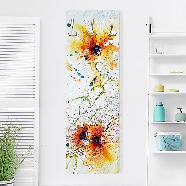 Wandgarderobe Holzpaneel Painted Flowers günstig online kaufen